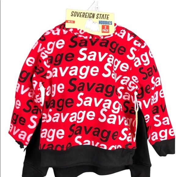 2 pack savage Sovereign State Hoodie Size M (5) kids Hoodie new black-red - Picture 6 of 7